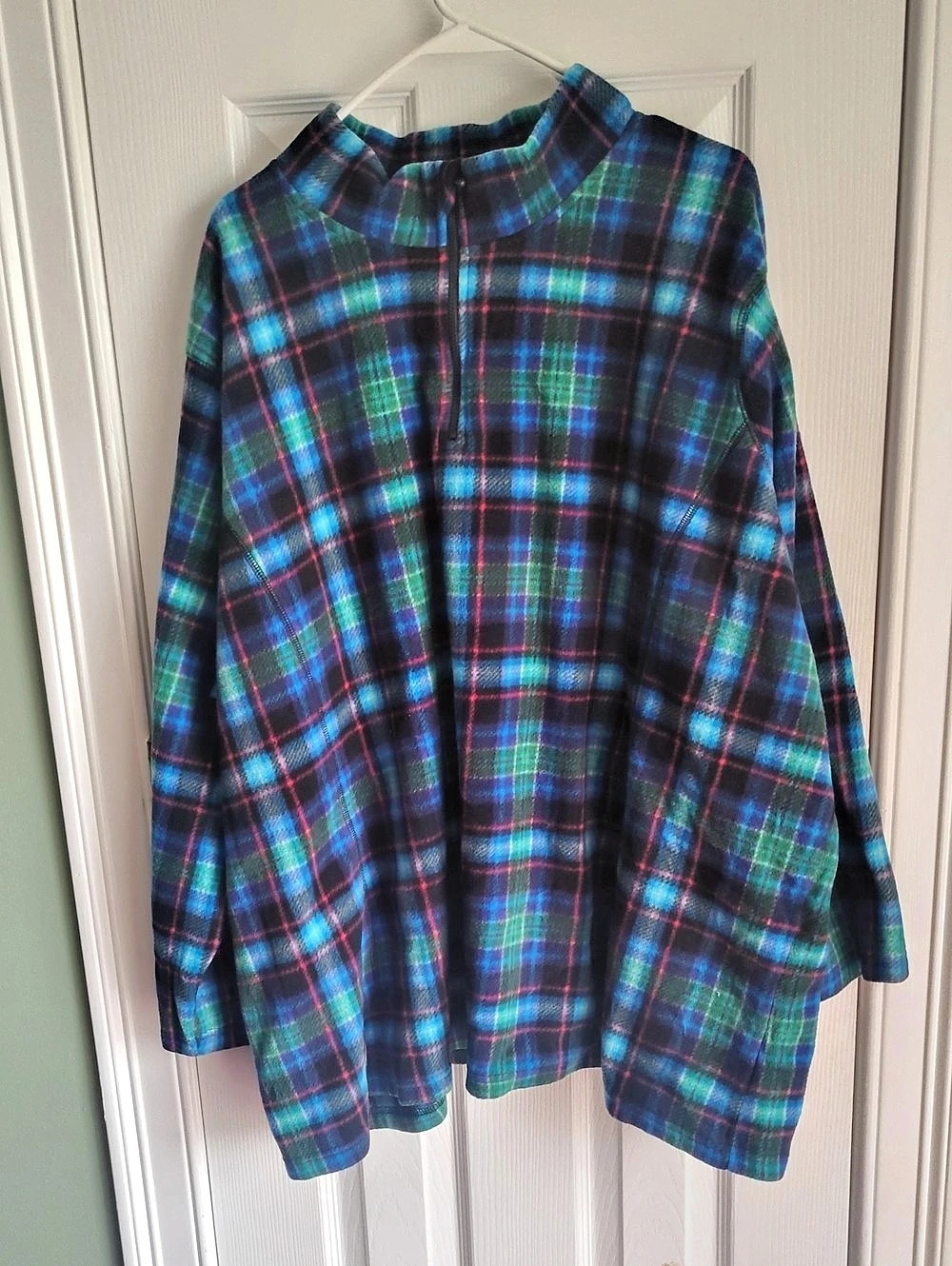 woman within Microfleece Quarter-Zip Pullover Plaid Medium